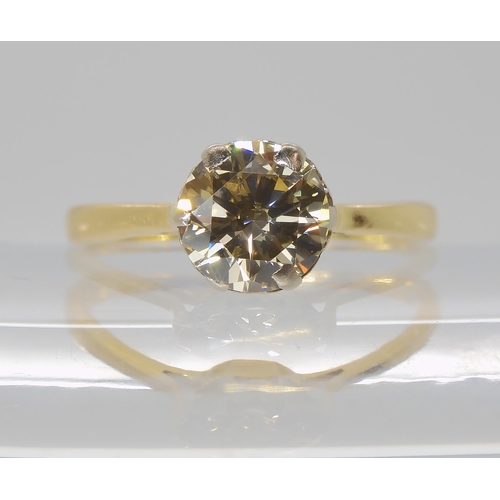 839C - AN 18CT CHAMPAGNE DIAMOND SOLITAIRE RING