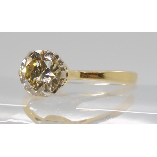 839C - AN 18CT CHAMPAGNE DIAMOND SOLITAIRE RING