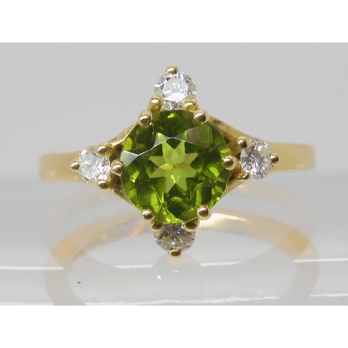 840 - AN 18CT BESPOKE PERIDOT AND DIAMOND PENDANT & RING