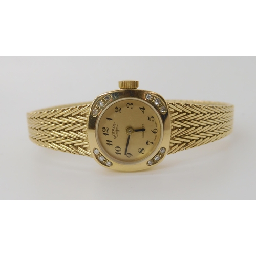 880A - A 9CT GOLD LADIES DIAMOND SET ROTARY WATCH