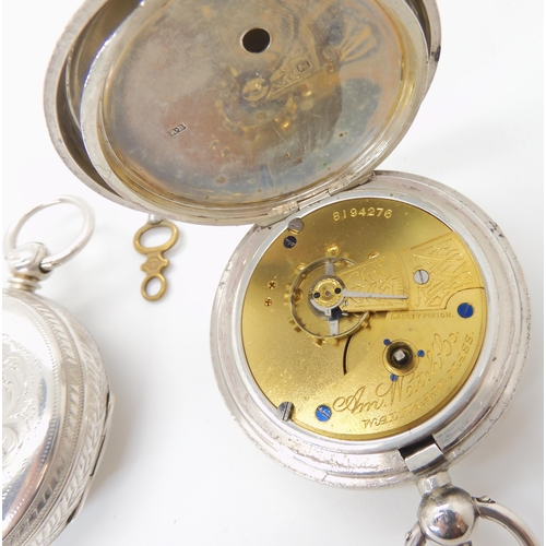 884 - TWO SILVER POCKET WATCHES