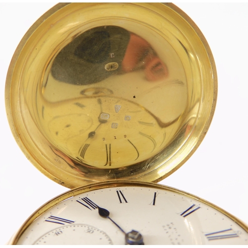 887 - AN 18CT GOLD FULL HUNTER POCKET WATCH