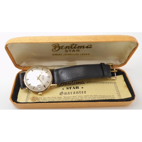 896 - A 9CT GOLD BENTIMA STAR WRISTWATCH