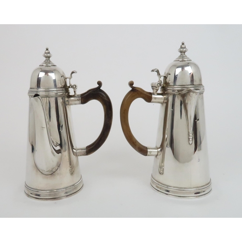 907 - A SILVER TWO PIECE CAFE AU LAIT SET