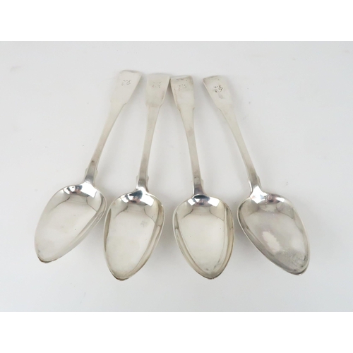 917 - A SET OF FOUR SCOTTISH PROVINCIAL SILVER TABLESPOONS