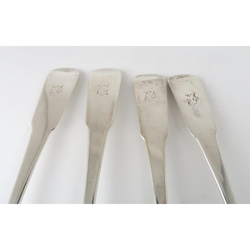 917 - A SET OF FOUR SCOTTISH PROVINCIAL SILVER TABLESPOONS