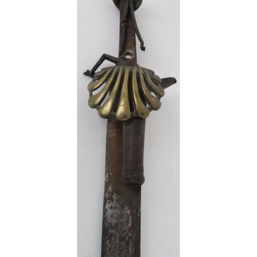 966 - AN ANTIQUE SHORT SWORD/ FLINTLOCK PISTOL