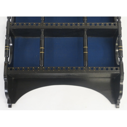 13 - AN AESTHETIC MOVEMENT EBONISED AND PAINTED HANGING CABINET