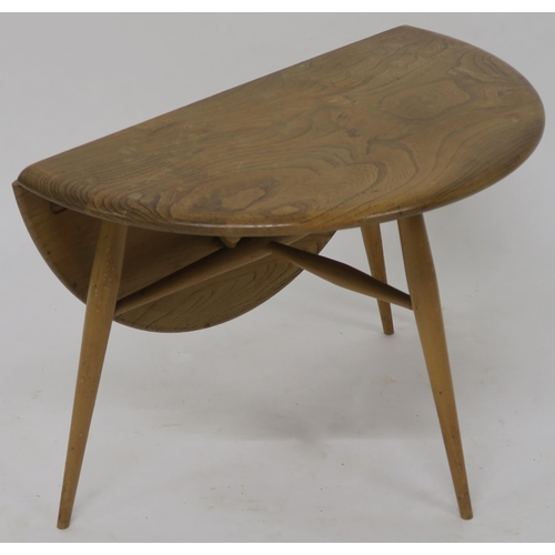 138 - A MID CENTURY ELM & BEECH ERCOL 308 CIRCULAR DROPLEAF TABLE