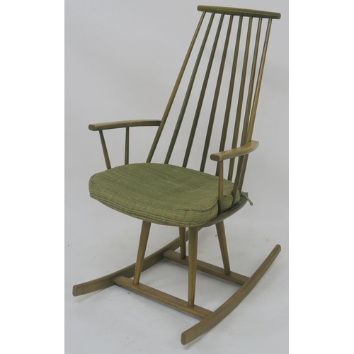 144 - MID 20TH CENTURY FDB MOBLER RAIL BACK ROCKING CHAIR