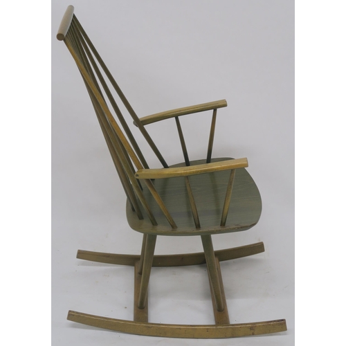 144 - MID 20TH CENTURY FDB MOBLER RAIL BACK ROCKING CHAIR