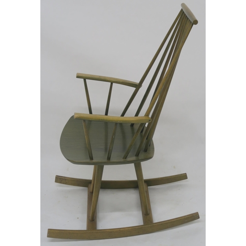 144 - MID 20TH CENTURY FDB MOBLER RAIL BACK ROCKING CHAIR