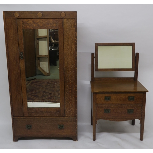 148 - EARLY 20TH CENTURY AMBROSE HEAL FOR HEAL & SON LONDON OAK TWO PIECE BEDROOM SUITE