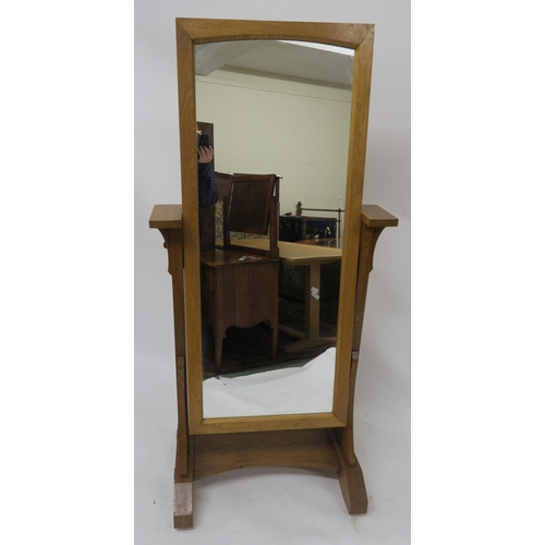 149 - MID 20TH CENTURY OAK FRAMED COTSWOLD SCHOOL CHEVAL MIRROR