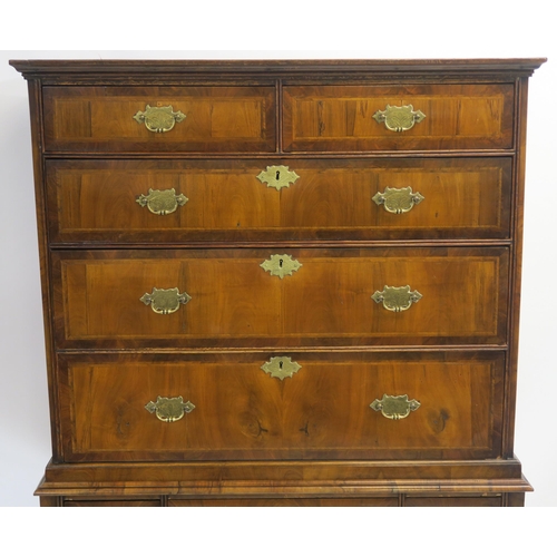 15 - A WILLIAM AND MARY STYLE WALNUT CHEST ON STAND