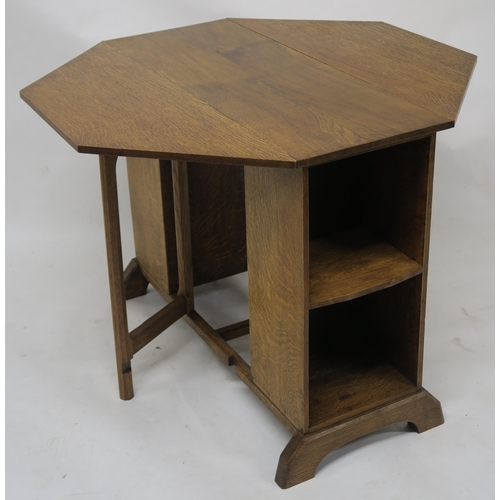 150 - EARLY 20TH CENTURY OAK COTSWOLD SCHOOL ARTS & CRAFTS OCTAGONAL DROP LEAF TABLE