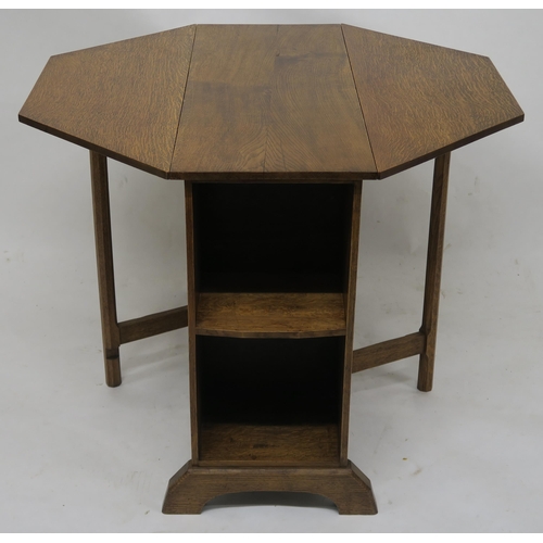 150 - EARLY 20TH CENTURY OAK COTSWOLD SCHOOL ARTS & CRAFTS OCTAGONAL DROP LEAF TABLE