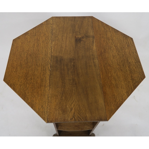 150 - EARLY 20TH CENTURY OAK COTSWOLD SCHOOL ARTS & CRAFTS OCTAGONAL DROP LEAF TABLE