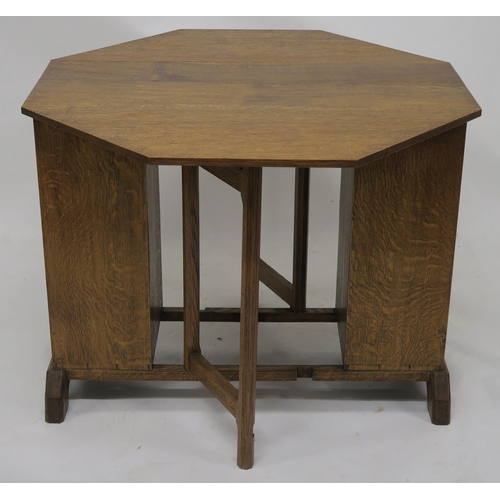 150 - EARLY 20TH CENTURY OAK COTSWOLD SCHOOL ARTS & CRAFTS OCTAGONAL DROP LEAF TABLE