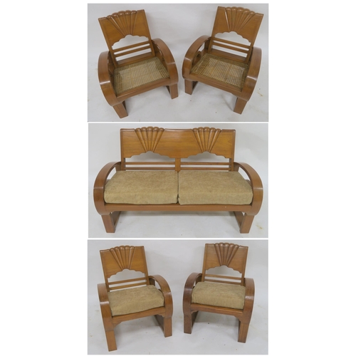 155 - AN EARLY 20TH CENTURY ART DECO FIVE PIECE SUITE BY THE NATIONAL FURNITURE MART RANGOON