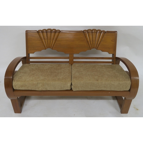 155 - AN EARLY 20TH CENTURY ART DECO FIVE PIECE SUITE BY THE NATIONAL FURNITURE MART RANGOON