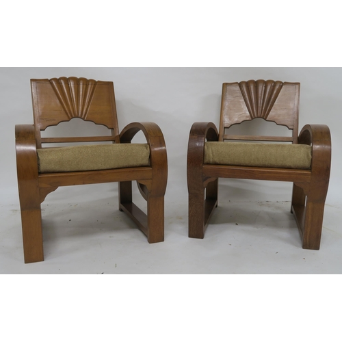 155 - AN EARLY 20TH CENTURY ART DECO FIVE PIECE SUITE BY THE NATIONAL FURNITURE MART RANGOON