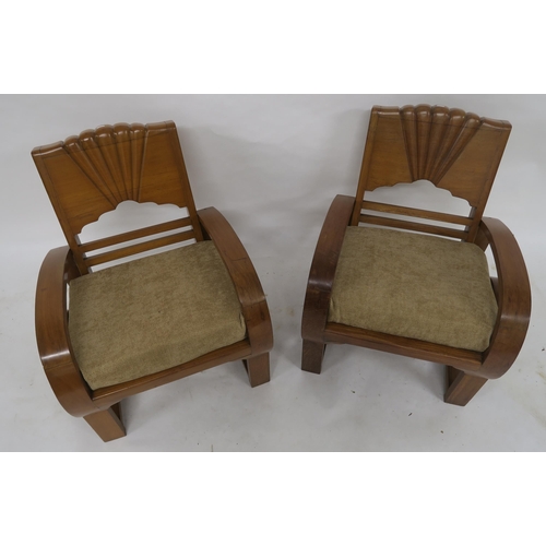 155 - AN EARLY 20TH CENTURY ART DECO FIVE PIECE SUITE BY THE NATIONAL FURNITURE MART RANGOON