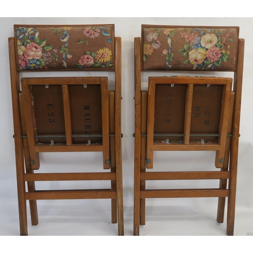 158 - TWO 20TH CENTURY BEECH FOLDING STEAMER CHAIRS STAMPED CUNARD