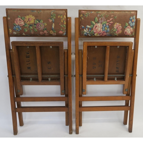 158 - TWO 20TH CENTURY BEECH FOLDING STEAMER CHAIRS STAMPED CUNARD