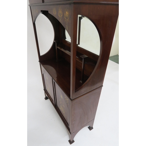 40 - A GLASGOW STYLE MAHOGANY AND MARQUETRY DISPLAY CABINET