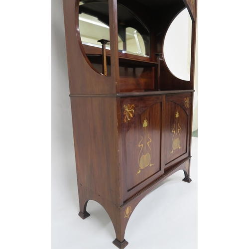 40 - A GLASGOW STYLE MAHOGANY AND MARQUETRY DISPLAY CABINET