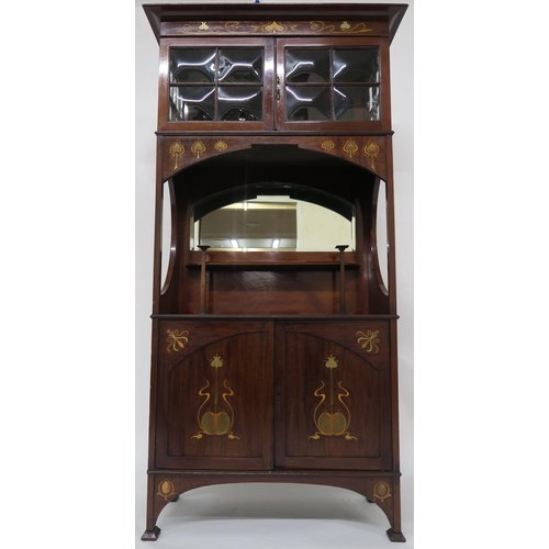 40 - A GLASGOW STYLE MAHOGANY AND MARQUETRY DISPLAY CABINET