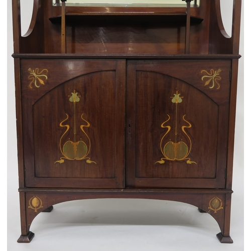 40 - A GLASGOW STYLE MAHOGANY AND MARQUETRY DISPLAY CABINET