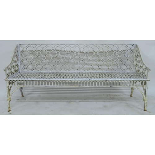 42 - A 19TH CENTURY WHITE PAINTED CAST IRON GARDEN SEAT