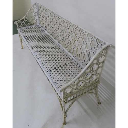 42 - A 19TH CENTURY WHITE PAINTED CAST IRON GARDEN SEAT