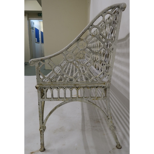 42 - A 19TH CENTURY WHITE PAINTED CAST IRON GARDEN SEAT