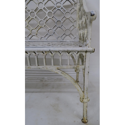 42 - A 19TH CENTURY WHITE PAINTED CAST IRON GARDEN SEAT