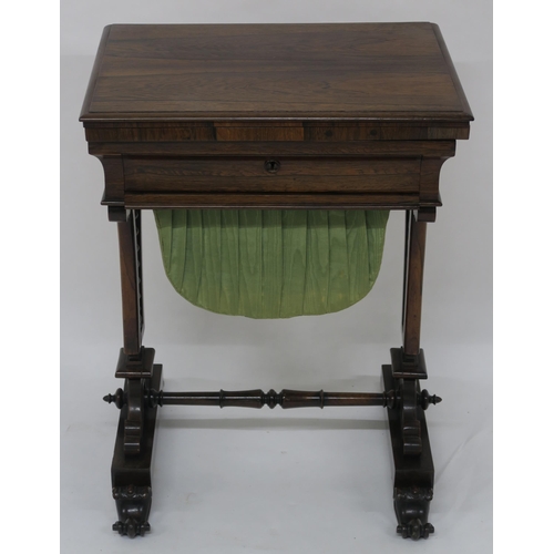 59 - A VICTORIAN ROSEWOOD SEWING AND GAMES TABLE