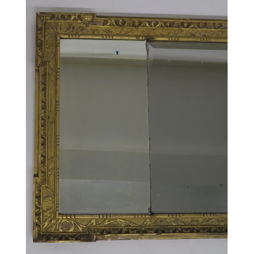 63 - A GEORGIAN GILTWOOD TRIPLE PLATE WALL MIRROR