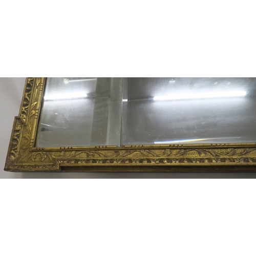 63 - A GEORGIAN GILTWOOD TRIPLE PLATE WALL MIRROR