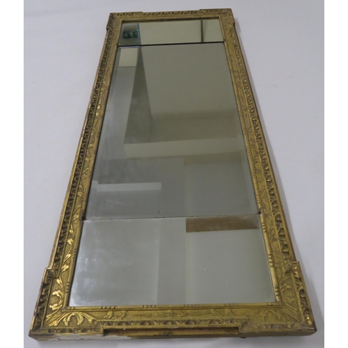 63 - A GEORGIAN GILTWOOD TRIPLE PLATE WALL MIRROR