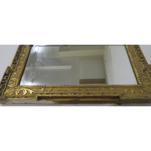 63 - A GEORGIAN GILTWOOD TRIPLE PLATE WALL MIRROR