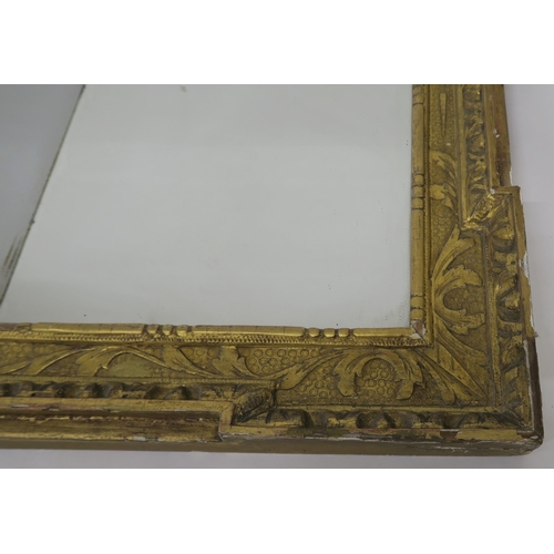 63 - A GEORGIAN GILTWOOD TRIPLE PLATE WALL MIRROR