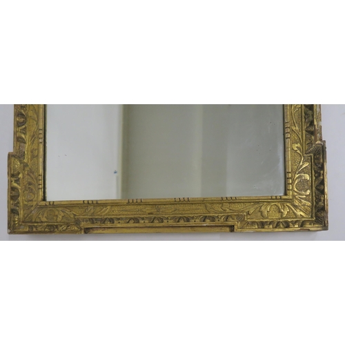 63 - A GEORGIAN GILTWOOD TRIPLE PLATE WALL MIRROR