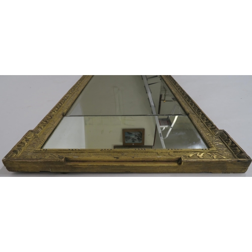 63 - A GEORGIAN GILTWOOD TRIPLE PLATE WALL MIRROR