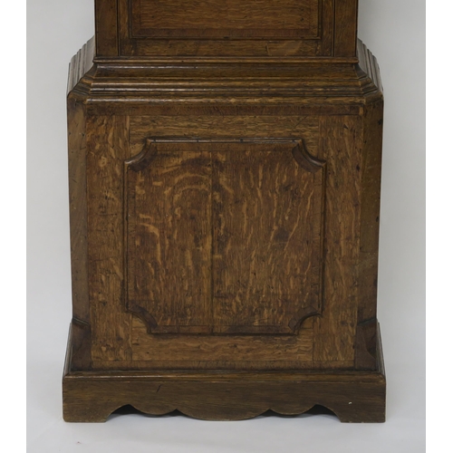 64 - A 19TH CENTURY OAK CROSSBANDED AND INLAID LONGCASE CLOCK