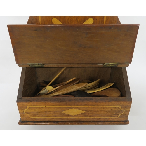 65 - A MARQUETRY HANGING CUTLERY BOX