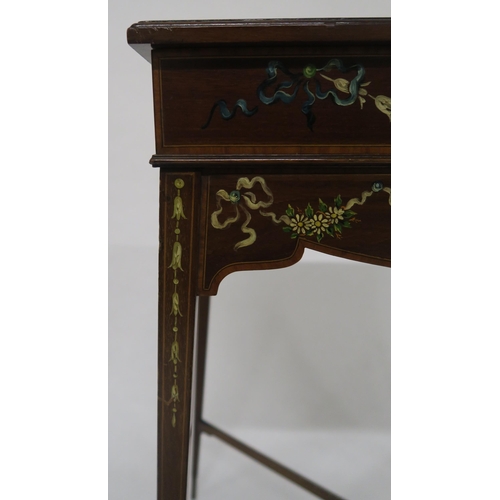 66 - AN EDWARDIAN PAINTED SATINWOOD BIJOUTERIE CABINET