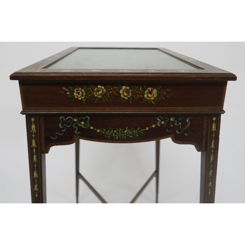 66 - AN EDWARDIAN PAINTED SATINWOOD BIJOUTERIE CABINET