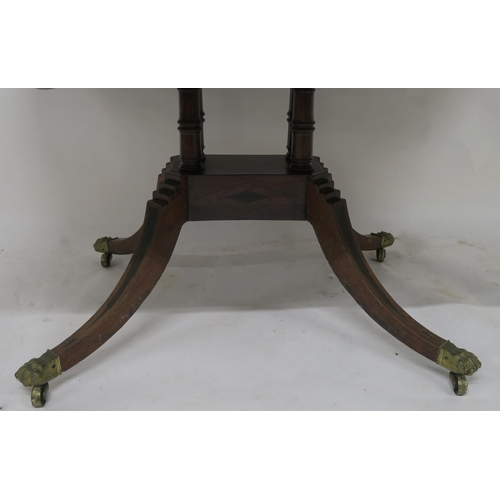 67 - A GEORGE IV MAHOGANY AND EBONY INLAID BREAKFAST TABLE